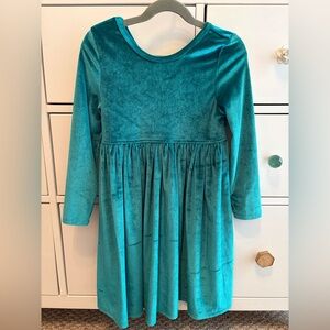 Pink Chicken's Steph Turquoise Velour Girls Dress Size 7
